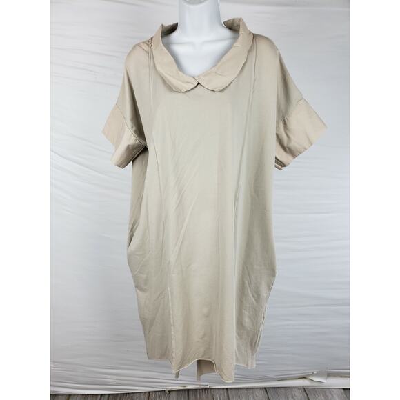 Luukaa Dresses & Skirts - Luukaa Tan Collared Mid Sleeve‎ Dress Sizes 5 with Pockets Peaked Back